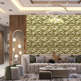 STICKGOO 3D Wall Panels for Interior Wall Decor, Champaign Gold Diamond Design Accent Wall Panels, 19.7" x 19.7" Decorative 3D Wall Panels for Living Room, Lobby, Office