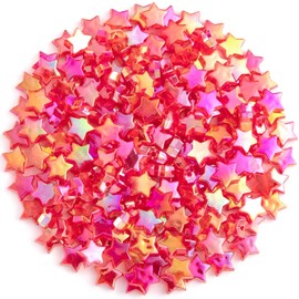 OIIKI 200 PCS Acrylic Star Shape Beads, Star Shape Charming Beads, Acrylic 11mm Beads for DIY Jewelry Craft Making Necklace Bracelet Supplies - Red