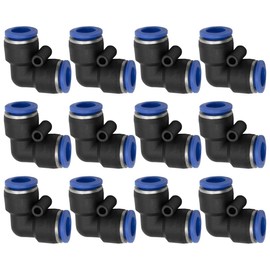 Bwintech 12 Pcs 12mm 90 Degree Elbow Push in Connect Pneumatic Fitting,2 Way Plastic Quick Release PV Air Line Adapter
