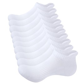 WEARPEER 10 Pairs Ankle Socks for Men & Women Breathable Athletic Running Socks Sports no Show Socks Low Cut Socks Men- 10 Pairs White Large