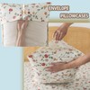 Zusbest Queen Sheet Set 100% Percale Cotton Off White Floral
