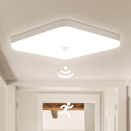 Combuh Ceiling Light with Motion Sensor and Twilight Sensor 30 W IP56 2400 LM Waterproof LED Ceiling Light for Bathroom, Office, Porch, Garage, Balcony 25 x 25 x 4 cm