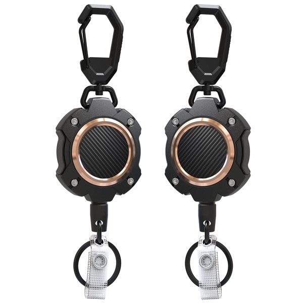 LIUGX 2 Pack Retractable Keychain, Heavy Duty Carabiner Key Chains,