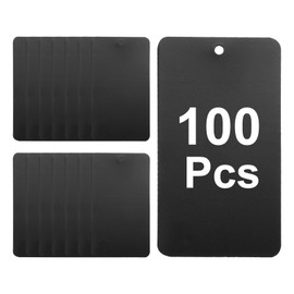 sourcing map 100Pcs Black Plastic Shipping Tags, 3.5" x 2" Waterproof Labeling Writable Blank Hang Tags Perforated for Valve Marking, Gift, Luggage, Garage, Inventory