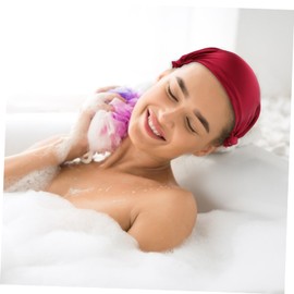 BIUDECO 2pcs Satin Sleep Caps for Adults Elastic Night Sleep Hat Bonnet Breathable Design for Hair for Sleeping Bathing and Oil Treatments