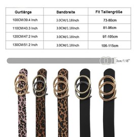YUYANGDZI Ladies Stylish Leather Belt for Jeans and Dresses (3cm Width, Vintage Buckle, Gift Box), leopard print bronze buckle