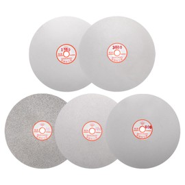 uxcell 5pcs Diamond Sanding Grinding Disc Set, 8-Inch (200mm) Grit 80/400/800/1500/3000 1/2" Arbor Hole, Flat Lap Wheel Polishing Discs for Gemstone Tile Glass Stone Metal
