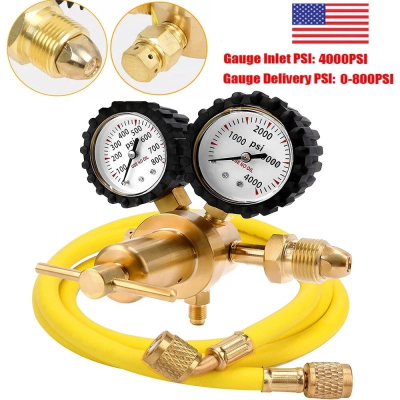 Unbranded Professional Nitrogen Regulator w/ Hose 0-800 PSI Output Pressure