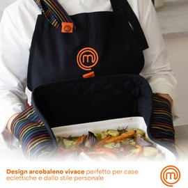 MasterChef Grembiule Cucina Uomo & Donna e Chef, Multicolor, Perfetto fur Cucinare, Barbecue, Cinturino Regolabile, Tasche Grande, 100% Cotone, Lavabile in Lavatrice