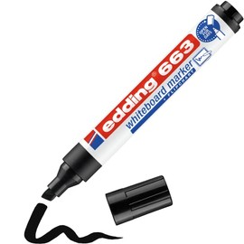 edding 663 Whiteboard Marker - Black - 1 Whiteboard Pen - Chisel Tip 1-5 mm - Board Marker Wipe Clean - for Whiteboard, Flip Chart, Magnetic Board, Pin Board, Memo Board, Sketchnotes - Refillable