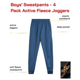 Quad Seven Boys' Sweatpants – 4 Pack Basic Active Fleece Joggers (Size: 4-18), Size 8-10, Black/Olive/Khaki/Blue