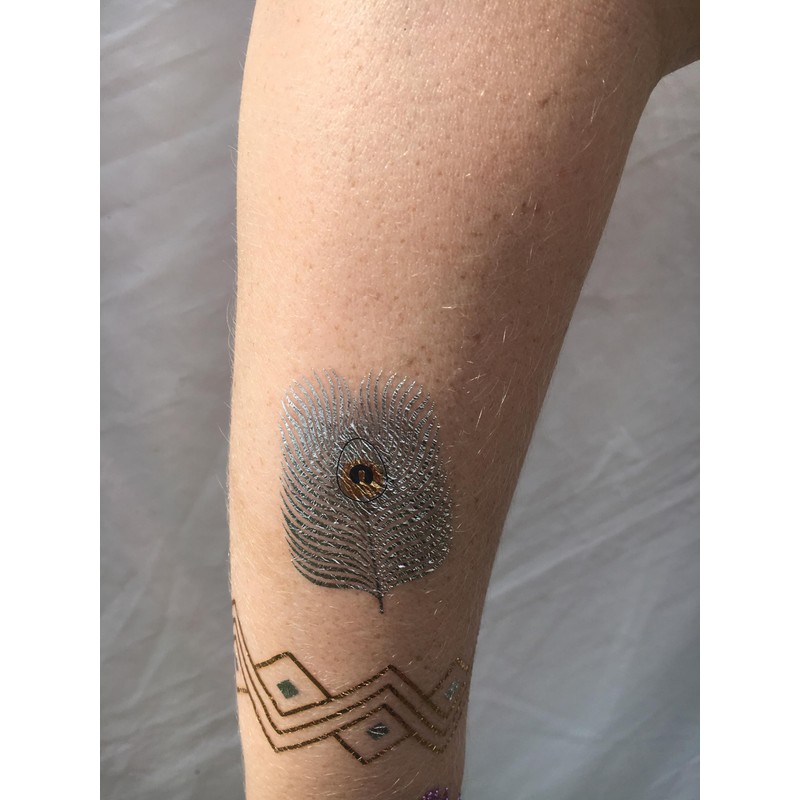 10 Sheets Temporary Feather Tattoos Bracelet Tattoos Gold and Silver
