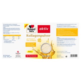Doppelherz Doppelherz Kollagenpulver mit Vitamin C, Zink und Biotin, 5000 mg Kollagenhydrolysat je 7,5 g Pulver, 40 Portionen, Zitronen Gechmack, 300 g