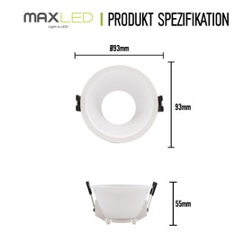 Maxled, Light is Led! Einbaustrahler Rahmen 10er, Ø83mm Lochdurchmesser PC-Werkstoff LED Spots Deckenspot Einbauleuchten für GU10 LED/Halogen Leuchtmittel Deckeneinbauring (Rund,Weiß)