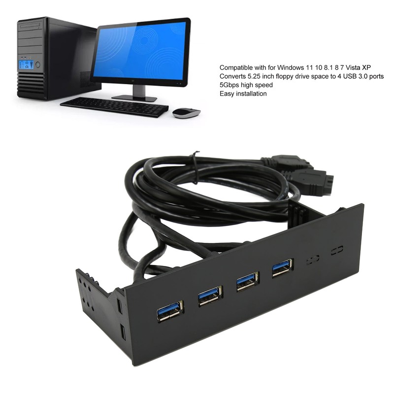 USB3.0 Hub Front Panel 5Gbps 4 Ports 19pin Optical Drive