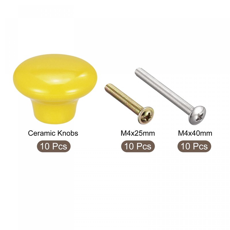 sourcing map 38x28mm Ceramic Drawer Knobs, 10pcs Mushroom Shape Door