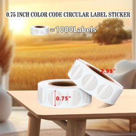 PARLAIM 3/4 Inch Roll Color Coding Labels,1000 per Roll Round Permanent Adhesive Color Coding Circle Dot Stickers for Office Home Transparent