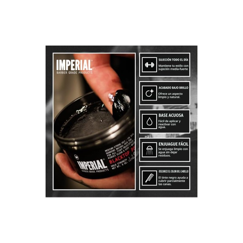 Pomada Imperial Barber Grade Products Blacktop, 6 onzas