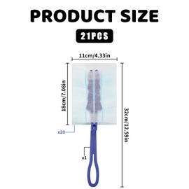 21 Pcs Flash Dust Magnet,Disposable Duster Heads with Handle Refills,Fluffy Blue Dusters Removal Refill Kit,for Cleaning Dust Dirt Hair,Furniture,Home,Office