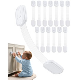Cabinet Locks Baby Proofing - 14 Pack Child Safety Latches White
