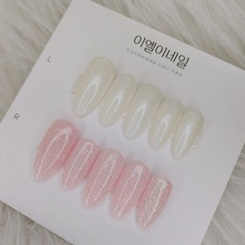 Soft glow-in-the-dark nail handmade nail tip - Skeleto / 여리한 야광네일 수제네일팁 - 스켈레토
