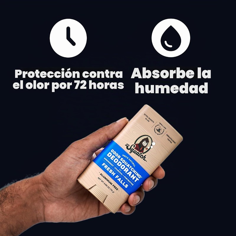 Dr. Squatch Desodorante natural para hombres, sin olor, sin aluminio,