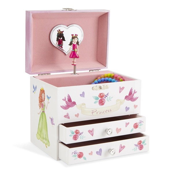 Jewelkeeper Princess Jewellery Box for Girls with 2 Pull-out Drawers, Glitter Rainbow Princess Music Box, Dance of the Sugar Plum Fairy Tune, Girls Jewellery Box for Girls Birthday Presents