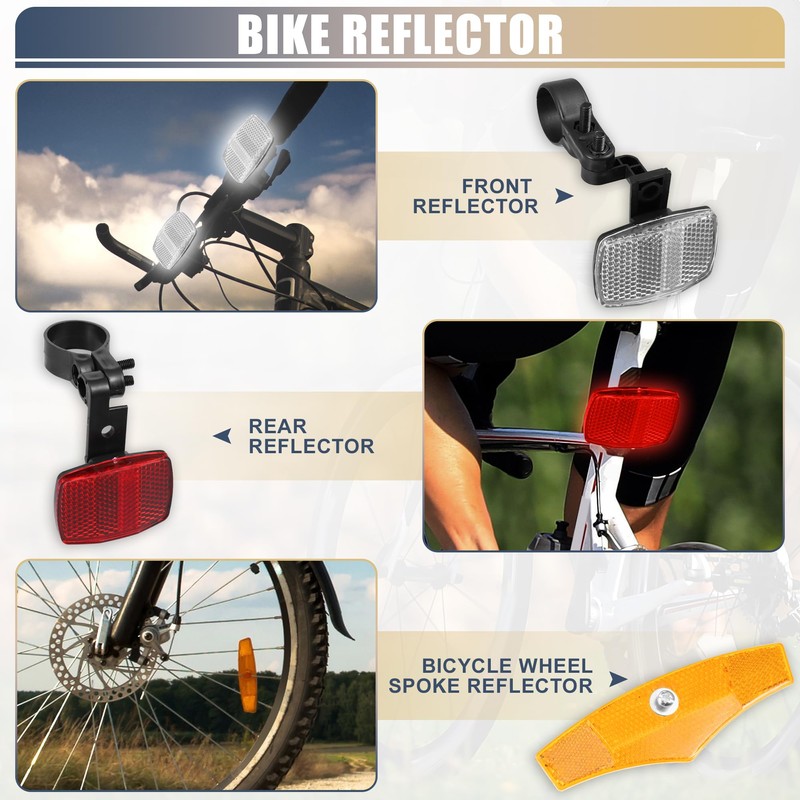 X AUTOHAUX 6pcs Bicycle Front Rear Reflector Kit Mountain Bike