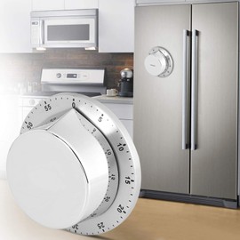 Stainless Steel Kitchen Timer, Manual Mechanical Kitchen Timer with Magnetic Base Countdown Cooking Baking Timing Tool(Silver)
