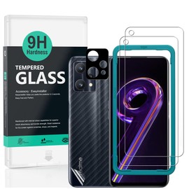 Ibywind Screen Protector Compatible with Realme 9 Pro 5G 6.6 Inches, with Camera Protective Film (Metal Material), Carbon Fibre Skin for the Back, Includes Easy Install Kit (Centre Frame)