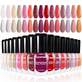 Kit de Esmalte de Uñas: Esmaltes de Uñas Gel para Uñas Esmalte Gel - 15 Colores Rosa Secado al Aire Regular Paquete de Esmalte de Uñas de Eecado Rápido para Bricolaje Manicura Kit de iniciación