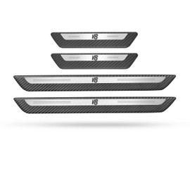 Treesiche 4PCS Door Sill Guards Kit for Car Truck SUV Accessories,Carbon Fiber ABS for Door Sill Protector,Front and Rear Door Pedal Kick Protection Car Universal Accessories(V8 Pattern)