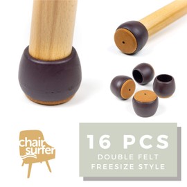 Chair Leg Caps Floor Protectors - (Freesize/16 Piece Set) | Elastic Caps w/Double Felt for Easy Hardwood Floor Protection, No Noise, No Dust, Stronger Grip (25-29mm) Small
