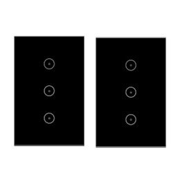 Jinvoo WiFi Wall Light Touch Panel Switch, Remote Control with Smart Phone,No Hub Required, AC 120V, Compatiable with Alexa Echo, Works with Google Home (3gang-2pack-Black)
