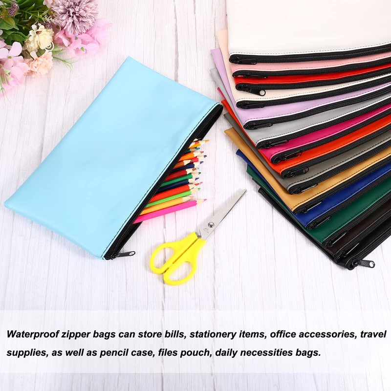 PATIKIL Waterproof Zipper Bag Faux Leather Small Compact Invoice Bank