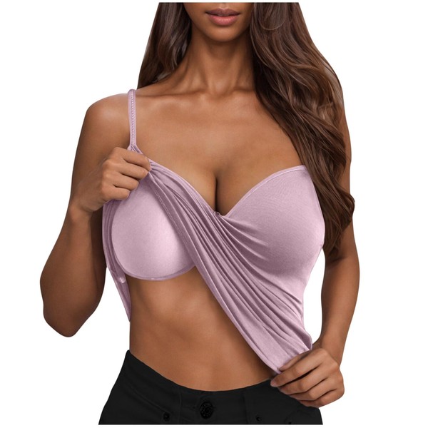 Camisole Top for Women with Built in Bra Casual Spaghetti