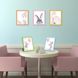 Minesaxel 8x10 Blue Glitter Picture Frame Set of 2, Wall Gallery 8 x 10 Colorful Photo Frames, Sparkle Cute Fun Artwork Frame for Wall or Tabletop