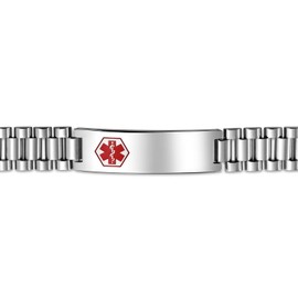 Customized Blank Medical Identification Medical ID Band Link Bracelet for Men Stainless Steel 8 Inch