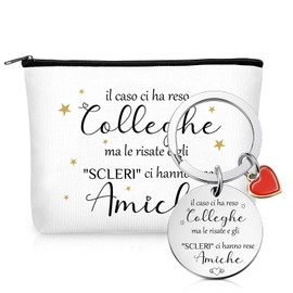 Weewooday Gift for Colleague Set Keyring for Colleagues Canvas Cosmetic Bag Keyring with Heart Made of Stainless Steel for Friends Birthday Farewell Gift Women, as shown in the picture