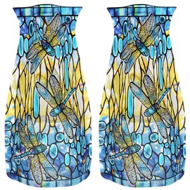 MODGY - Florero expandible, de plástico, Decorativo, Moderno, Plegable, para centros de Mesa para Boda, Mesa de Comedor, decoración del hogar, Sala de Estar, baño, libélula, Louis C. Tiffany, Paquete