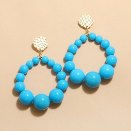 Large Simulated Pearl Hoop Earrings Women Red White Beads Hypoallergenic Statement Earrings Elegant Wedding Jewelry Christmas Gifts-dangle blue