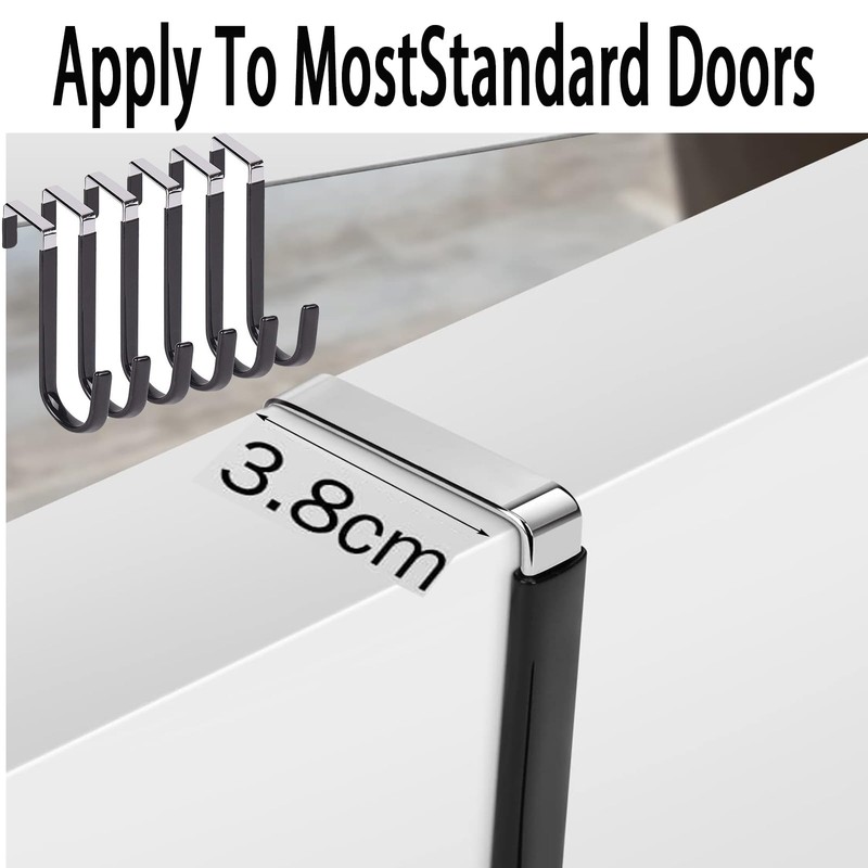 6 Pack Over The Door Hooks,with Rubber Prevent Scratches,Door Hangers