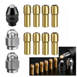 Dremel Drill Chuck Set, Dremel 4486 Drill Chuck, 4485 Collets, Accessories Collets Brass Quick Change Chuck Heads for Dremel 4000, Trio and More, with Box (Pack of 11)