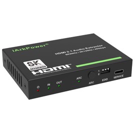 iArkPower HDMI 2.1 Audio Extractor 4K120Hz HDMI to Optical + 3.5mm Analog Audio Splitter Support Dolby Vision, Dolby Atmos, HDR10+, HDCP 2.3, CEC, ARC