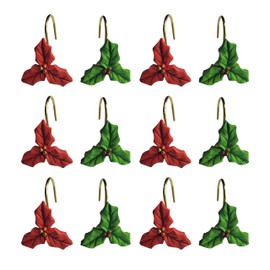12 PCS Home Fashion Decorative Rust Proof Vintage Flower and Leaf Shower Curtain hooks