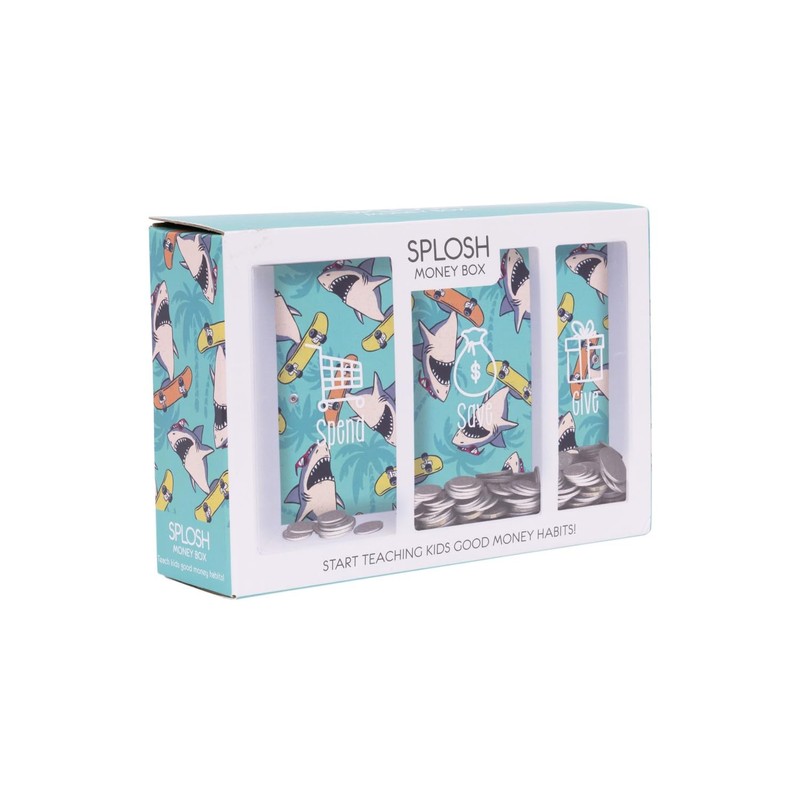 Splosh Kids Shark Spend Save and Give Money Box, 20.5