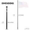 G128 16Ft Telescoping Aluminum Black Flagpole | In Ground Heavy