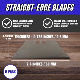 Rapid Edge 5-Pack (500 pieces) Straight-edge Utility Knife Blades, With a Dispenser and a Belt Clip, 500 Replacement Utility Blades