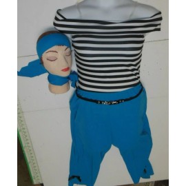 Wolff Fording 50'S DANCE XLA off shoulder leotard with Turquoise Capri Pants,ladies XLA