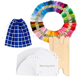 S.fields.inc Card Weave Set, 30 Woven Cards, 50 Colors Embroidery Thread, First Band Weaving, Tablet Weaving, Beginners